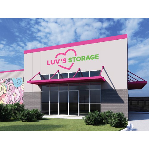 Luv’s Storage - modern logo with bright color Design by mami.studio