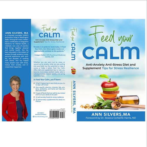 Captivating Yet Calm Book Cover for Stress Relief thru Nutrition Concept Design by Yna