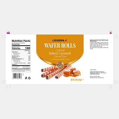 LEGERA Wafer Rolls Pack 125 gm - Salted Caramel Design by Gustavo RV