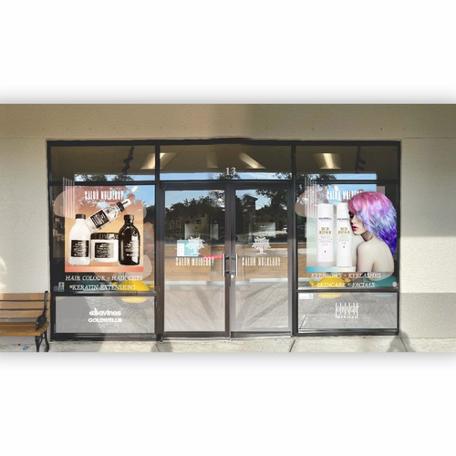 Salon Mulberry - High End Salon - Storefront Glass Signage Design by AnnaBee794