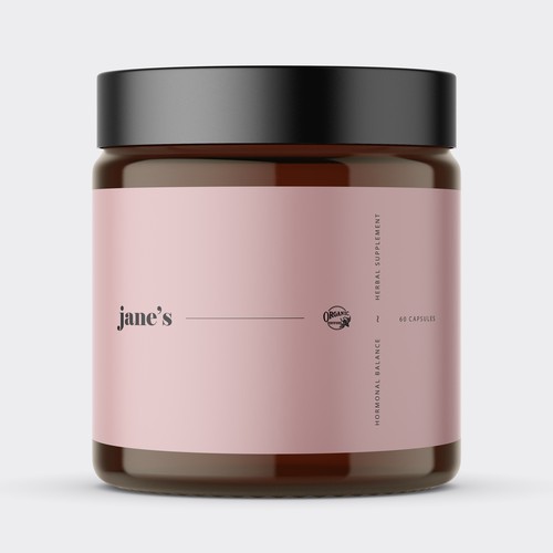Minimal supplement label design Design by Lady Goga