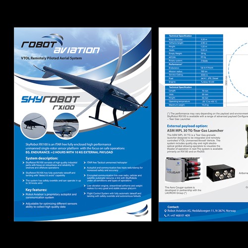 clean, high-tech flyer design for drones/UAVs that gives confidence and ...