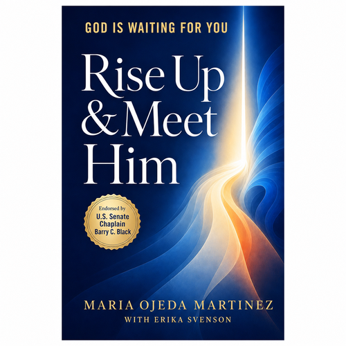 "Create a cover for a book about rising up and meeting God!" winning Social media page