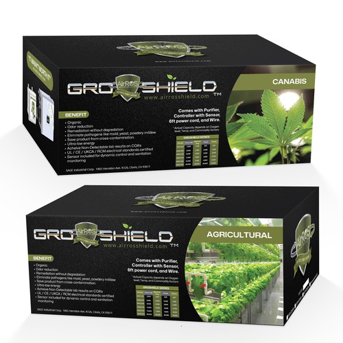 Retail packaging for Advanced Air Purifier for Cannabis and Ag Design by mwirdan