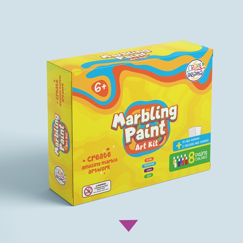 Design a colorful packaging for our new marbling paint art kit for kids Design by Noha.Akkad