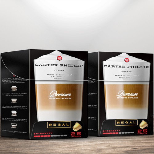 Design an espresso coffee box package. Modern, international, exclusive. Design by bcra