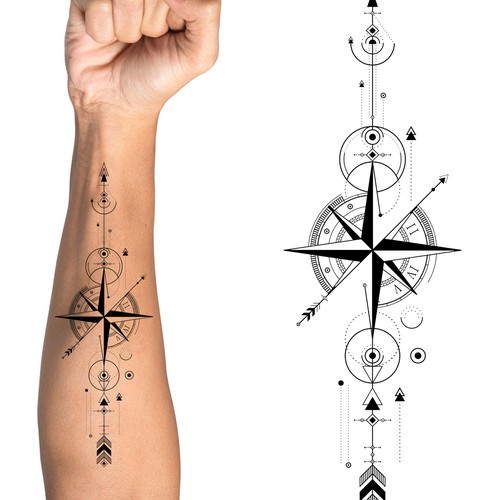 Design geometric arrow compass Tattoo Ontwerp door angeliclovekill