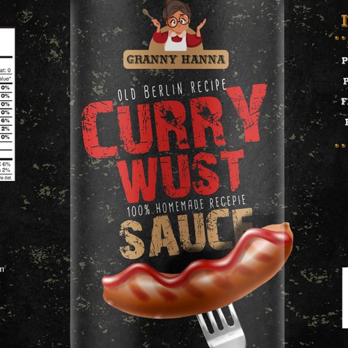 Finest hot curry sauce for german / berlin currywurst: Granny Hanna brings Yummi! Design by Emran Hayat