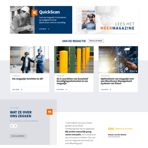 Creative website templates for a leading pallet racks company_ Meermagazijn Design by ChickenDinner