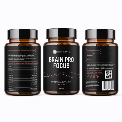 Design a product label for a bio hacker brand - Brain Pro Design by rizal hermansyah