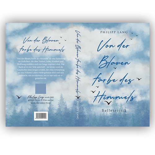 "Of the Blue Color of The Sky": Book cover for a collection of poems on themes such as loss, love, childhood and hope Design by desainbagus3