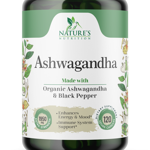 Natural Ashwagandha Capsules Design Needed for Nature's Nutrition Design réalisé par Encephalon™