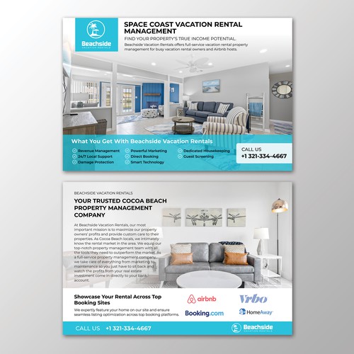 Design a Vacation Rental Management Postcard - Appeal to Property Owners Design by Oreas