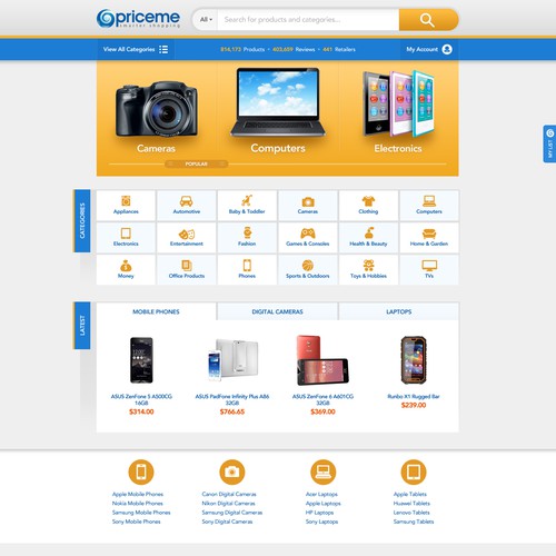 New homepage for popular Price Comparison site Design by Gerardo Betancourt