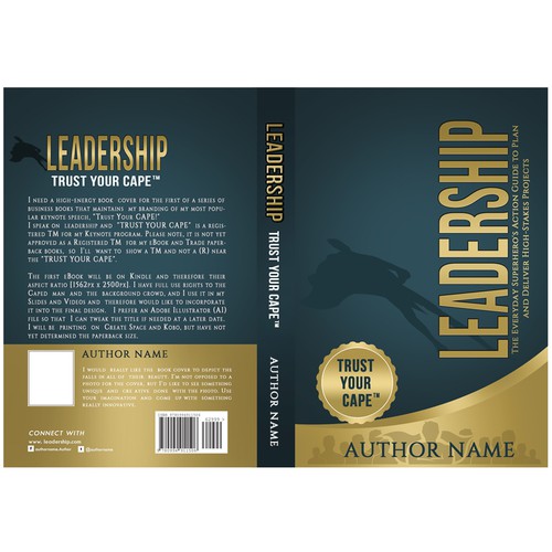 Design di Tune up my Adobe Illustrator Kindle eBook cover for my LEADERSHIP book in a branded series: "Trust Your Cape!" (TM) di Rashmita