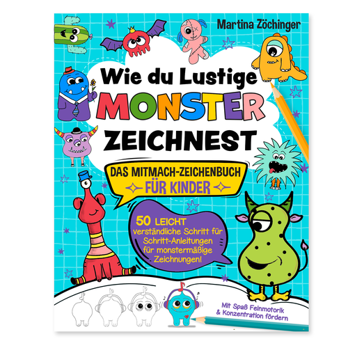 Design a cheerful cover for a monster drawing book for children Design by Radmilica