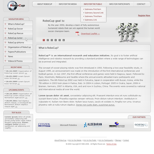Design di RoboCup Website Design (home + sub) di e-kar
