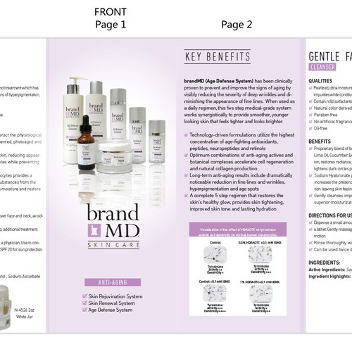 Skin care line seeks creative branding for brochure & fact sheet Réalisé par katzeline
