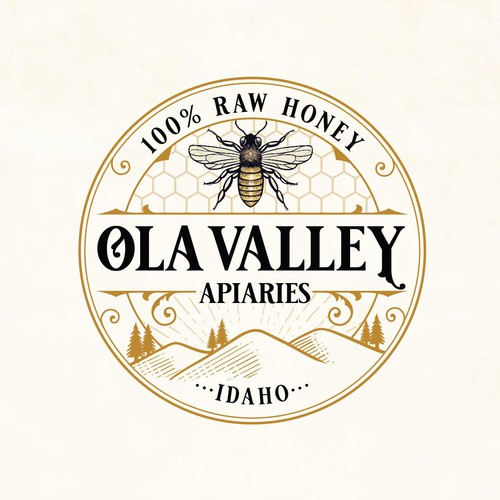 DESIGN AN AWESOME APIARY / BEE FARM LOGO WE SELL RAW HONEY & DO COMMERICIAL POLLINATION FOR CROPS Design by olimpio