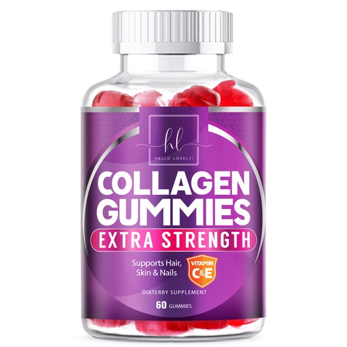 Hello Lovely needs a Collagen Gummies product label Design by agooshe