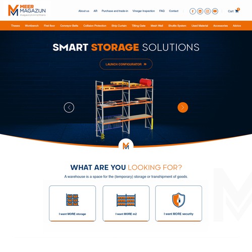 Design Creative website templates for a leading pallet racks company_ Meermagazijn di Adventix