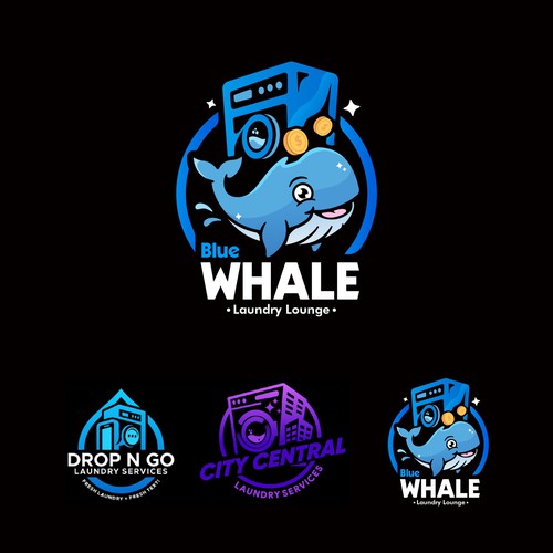 Unleash Your Creativity, Logo Design for "Blue Whale Laundry Lounge" Design by Chickvek.Labs