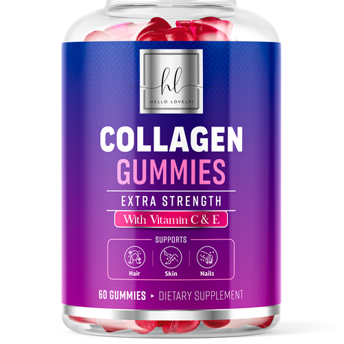 Hello Lovely needs a Collagen Gummies product label Réalisé par ZAKIGRAPH ®