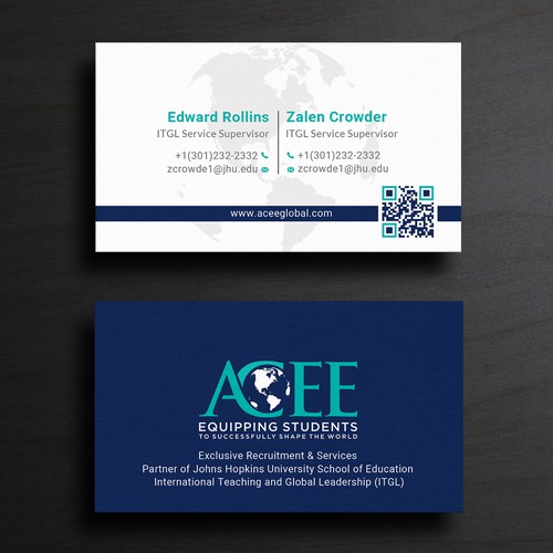 ACEE's new business card to show the partnership with JHU ITGL program Design by Roni_