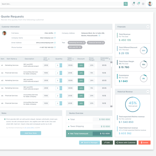 UI/UX Design for a Price Quoting Software Design by teoser