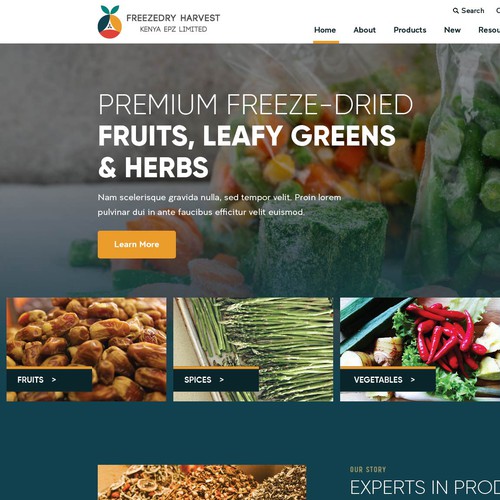 We need a web design for a freeze dried product factory in Kenya Design by Intricate