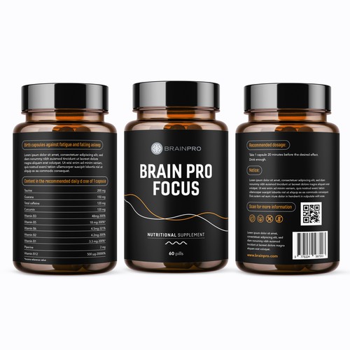 Design a product label for a bio hacker brand - Brain Pro Design by rizal hermansyah