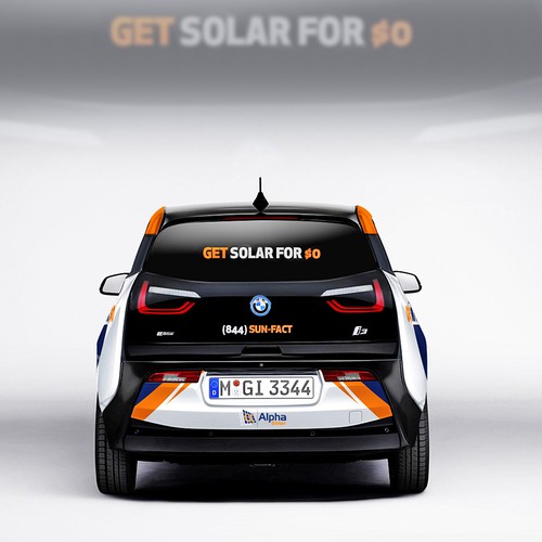 Create an eye-catching wrap for a solar company on a BMW i3 and help me ...