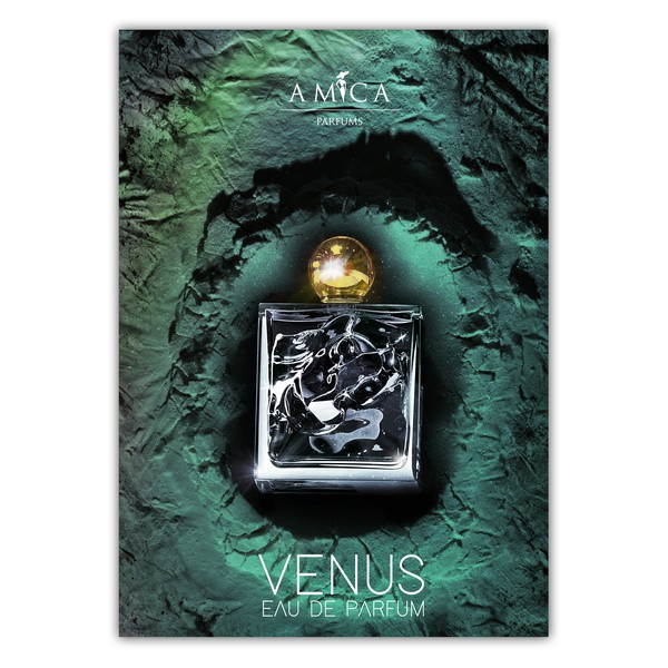 Design by Rawmin titled "Amica Parfums poster design"