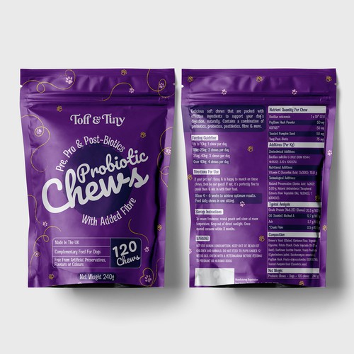 Pouch packaging design - Probiotic Chews for dogs Design by sadiaafrinrumky