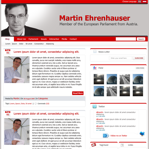Design di Wordpress Theme for MEP Martin Ehrenhauser di LETSOC