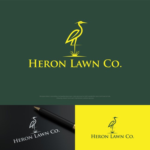 Modern Lawn Care Business with Heron Design by CreCreature