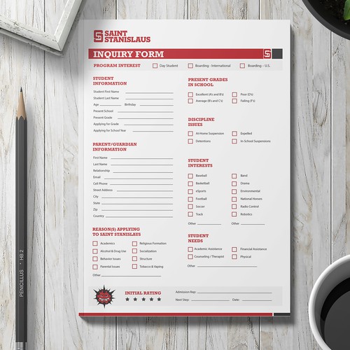Professional Admission Inquiry Form Design by Alphabet ♥