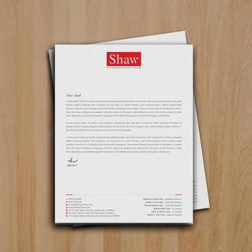 Letterhead for Divorce & Family Law Firm; Modern, Minimalist, Conservative Design Design by muaz™