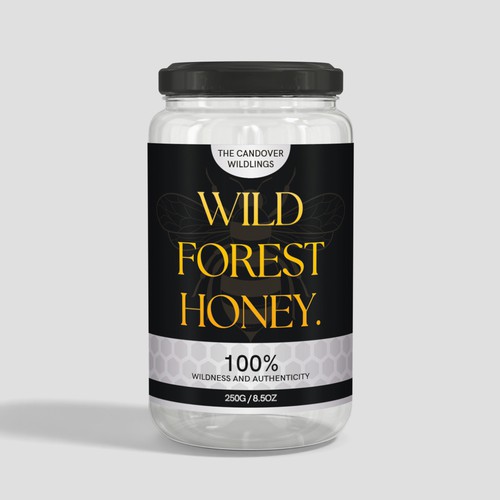 The Bees Need You! Wild Forest Honey Label Design. Design by CUPEDIUM