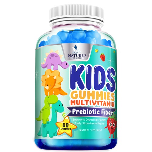 Tasty Kids Multivitamin Gummies Product Label for Nature's Nutrition Design by agooshe