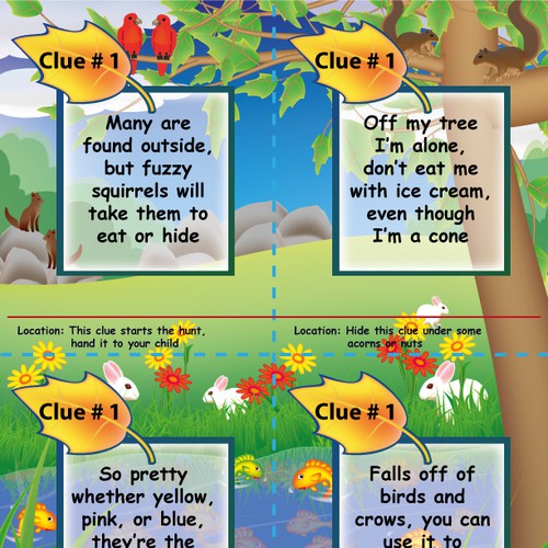 Outdoor/Nature Scavenger Hunt  Illustration for Kids wanted for Scavenger Hunt Riddles and Clues Diseño de Badrun