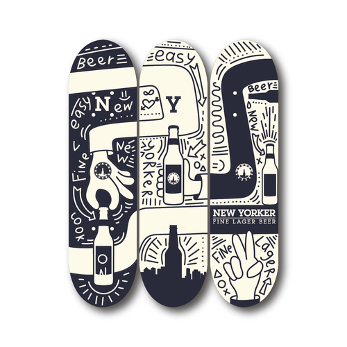 Eye-catching illustration for New Yorker Beer Skateboard Design von Volha_Petra