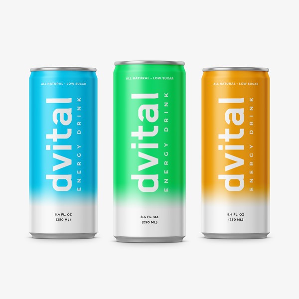 Sporty design for energy drink can