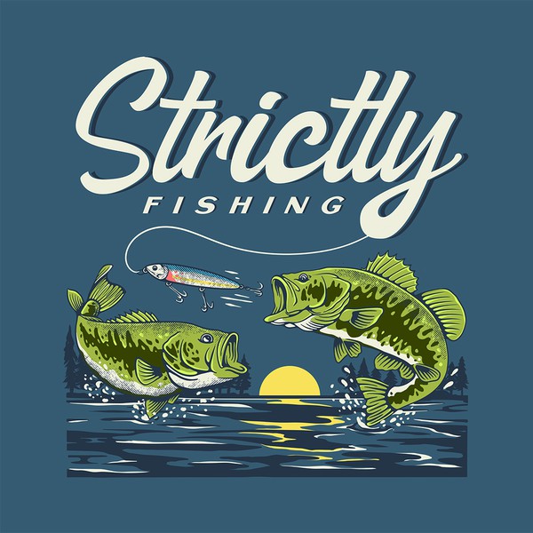 Vintage illustration T-shirt design Bass fishing for @strictlyfishing
