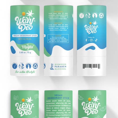 Design creative product packaging for an up and coming deodorant brand! Design by Dimario Moretti