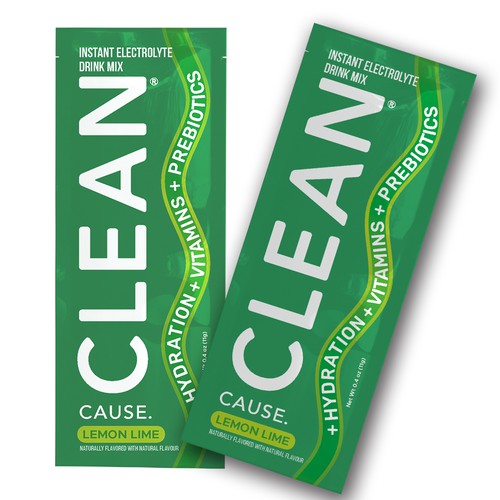 CLEAN Cause Hydration Stick Packets Design by desainbagus3