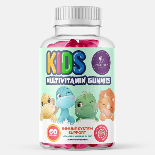 Tasty Kids Multivitamin Gummies Product Label for Nature's Nutrition Design by gs-designs