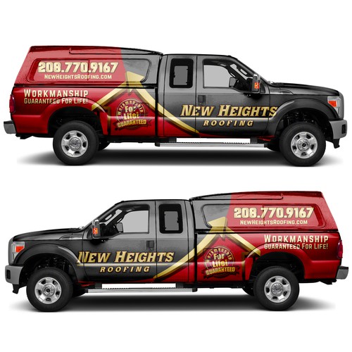 Create Bold And Professional Truck Wrap For High-End Roofing Company Design by ssrihayak