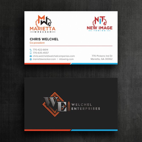 Powerful business card for large towing enterprise Design by Felix SH