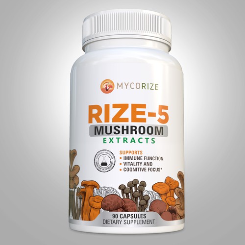 Diseño de Mushroom Supplement Label Needed! Clean & Modern with a creative flare! de Aalamvision